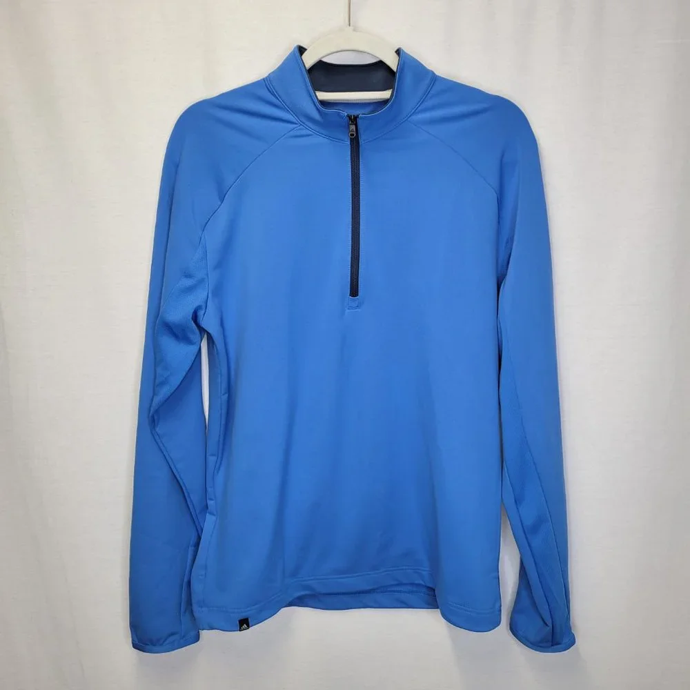 Adidas Men's Small Pullover 1/2 Zip Blue Climacool Long Sleeve